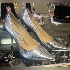 Jimmy Choo Metallic Silver Heels